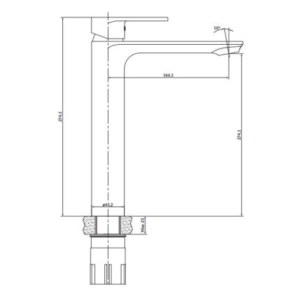 Cersanit S951-332 - Kraan voor wastafel CREA 27,4 cm zwart