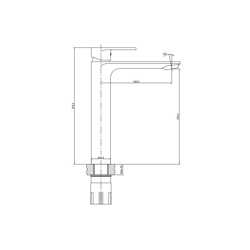 Cersanit S951-332 - Kraan voor wastafel CREA 27,4 cm zwart