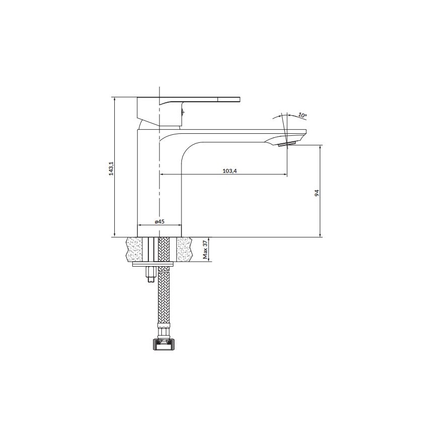 Cersanit S951-334 - Kraan voor wastafel CREA 14,3 cm nikkel