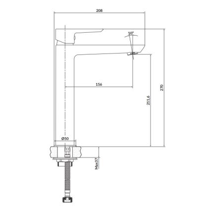 Cersanit S951-354 - Kraan voor wastafel MILLE 27 cm glanzend chroom + afval