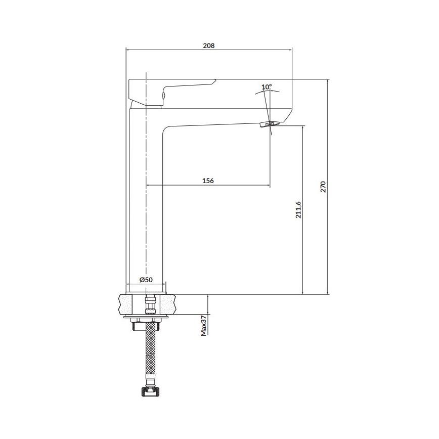 Cersanit S951-355 - Kraan voor wastafel MILLE 27 cm wit + afval