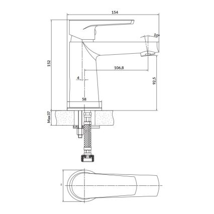Cersanit S951-362 - Kraan voor wastafel MODUO 15,2 cm glanzend chroom
