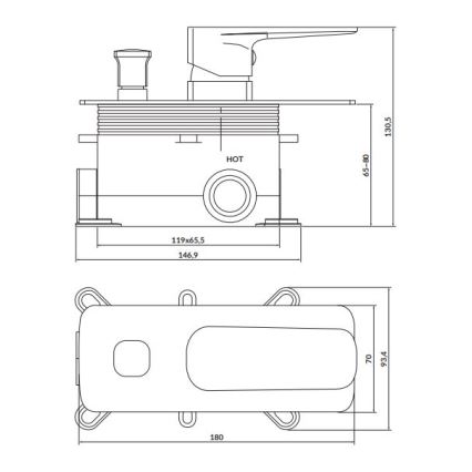Cersanit S951-374 - Douchekraan voor verborgen installatie LARGA glanzend chroom