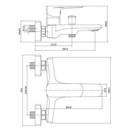 Cersanit S951-377 - Badkraan LARGA glanzend chroom