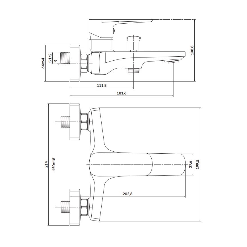 Cersanit S951-377 - Badkraan LARGA glanzend chroom