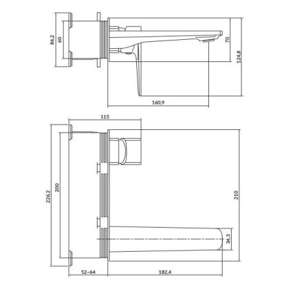 Cersanit S951-386 - Wastafelkraan voor inbouwmontage LARGA glanzend chroom