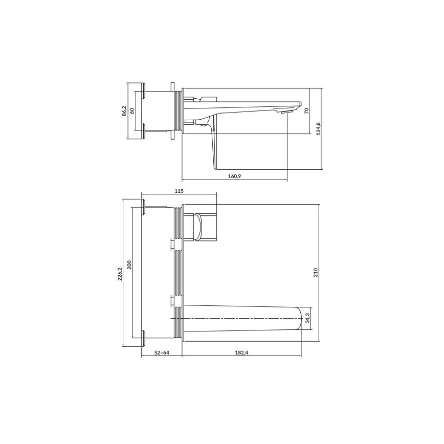 Cersanit S951-386 - Wastafelkraan voor inbouwmontage LARGA glanzend chroom