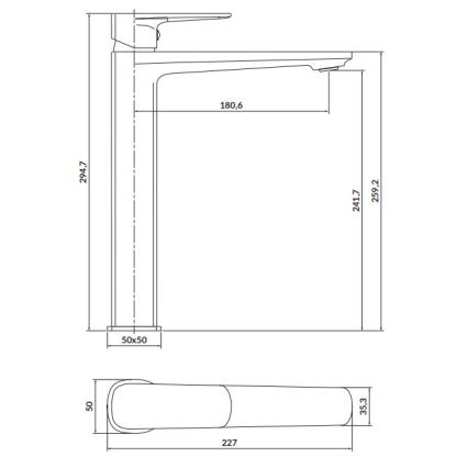 Cersanit S951-393 - Kraan voor wastafel LARGA 29,5 cm goud