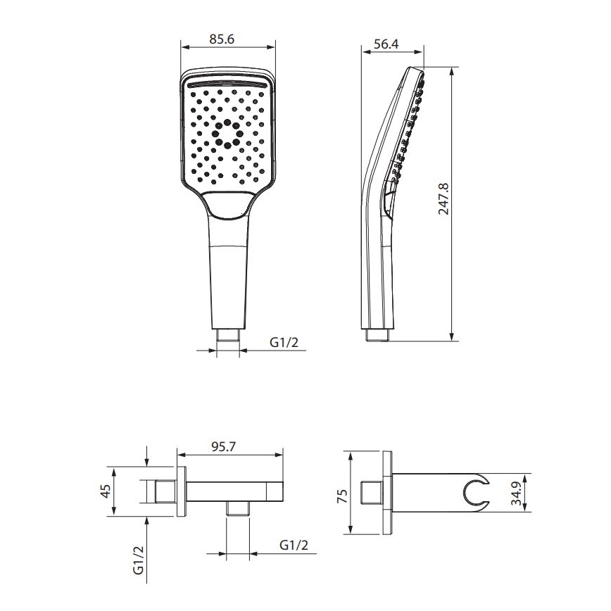 Cersanit S951-513 - Douche set LARGA zwart