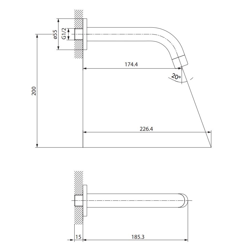 Cersanit S951-553 - Tuit voor inbouwmontage ZEN glanzend chroom