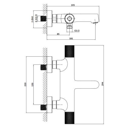 Cersanit S951-566 - Thermostatisch badkraan ZEN zwart
