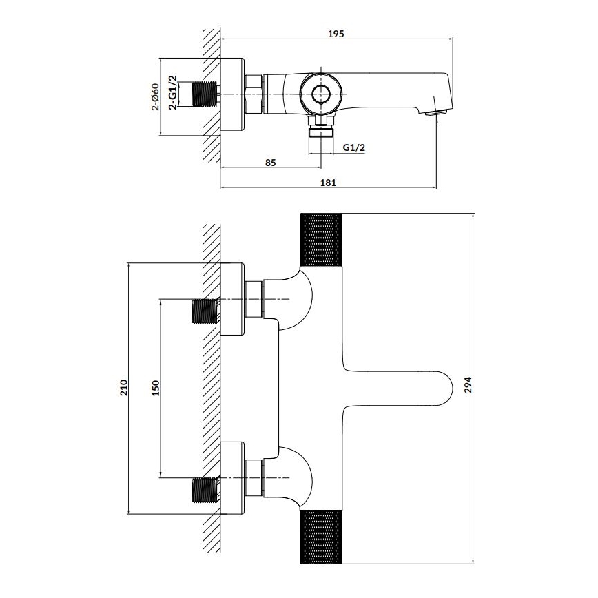 Cersanit S951-566 - Thermostatisch badkraan ZEN zwart