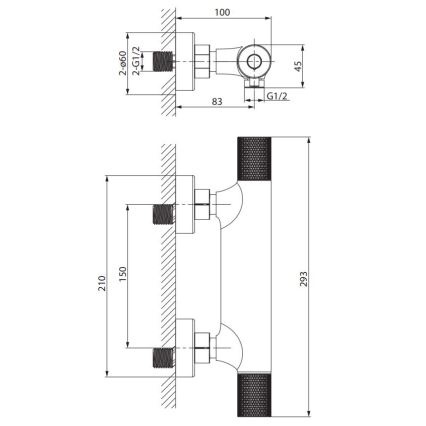 Cersanit S951-583 - Thermostatische douchekraan ZEN zwart