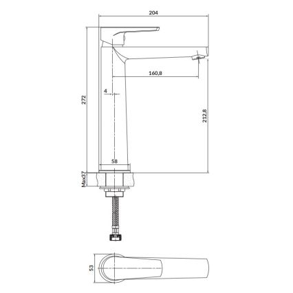 Cersanit S951-585 - Wastafelmengkraan MODUO 27,2 cm zwart
