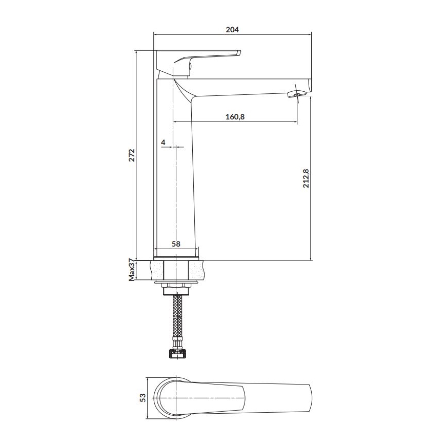 Cersanit S951-585 - Wastafelmengkraan MODUO 27,2 cm zwart