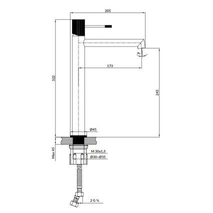 Cersanit S951-596 - Kraan voor wastafel ZEN 32,2 cm zwart