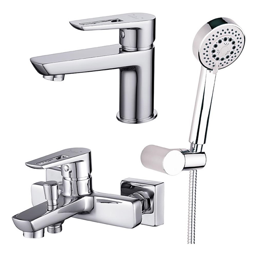 Cersanit S952-003 -Badset met kraan + wastafelkraan MILLE glanzend chroom