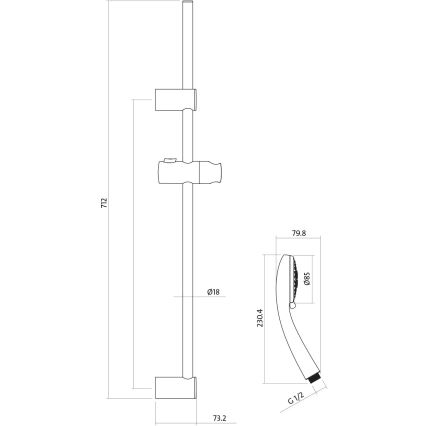 Cersanit S952-004 - Douche set met kraan + MILLE wastafelkraan glanzend chroom