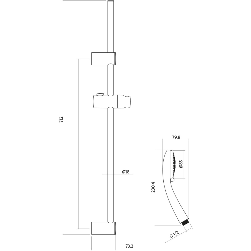 Cersanit S952-004 - Douche set met kraan + MILLE wastafelkraan glanzend chroom