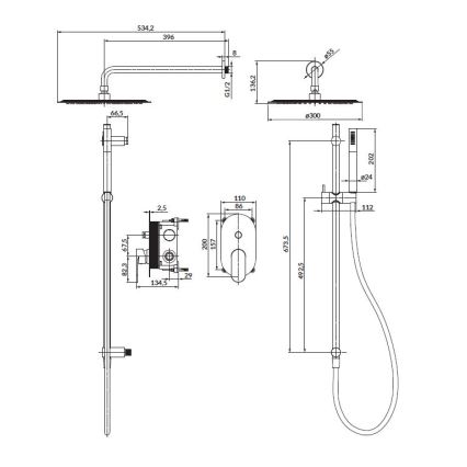 Cersanit S952-009 - Douche set met inbouwkraan CREA zwart