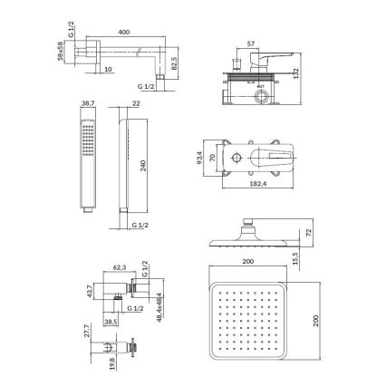 Cersanit S952-012 - Douche set met inbouwkraan MILLE glanzend chroom