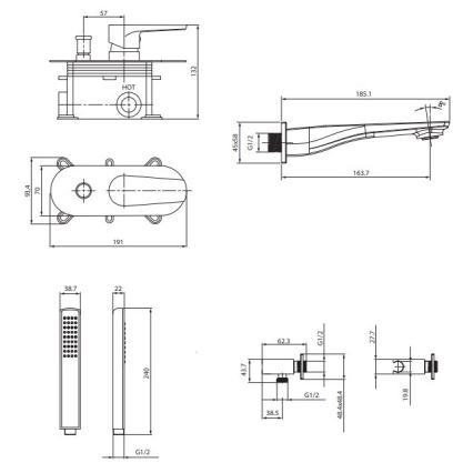 Cersanit S952-036 - Badkuipset met inbouwkraan CITY glanzend chroom