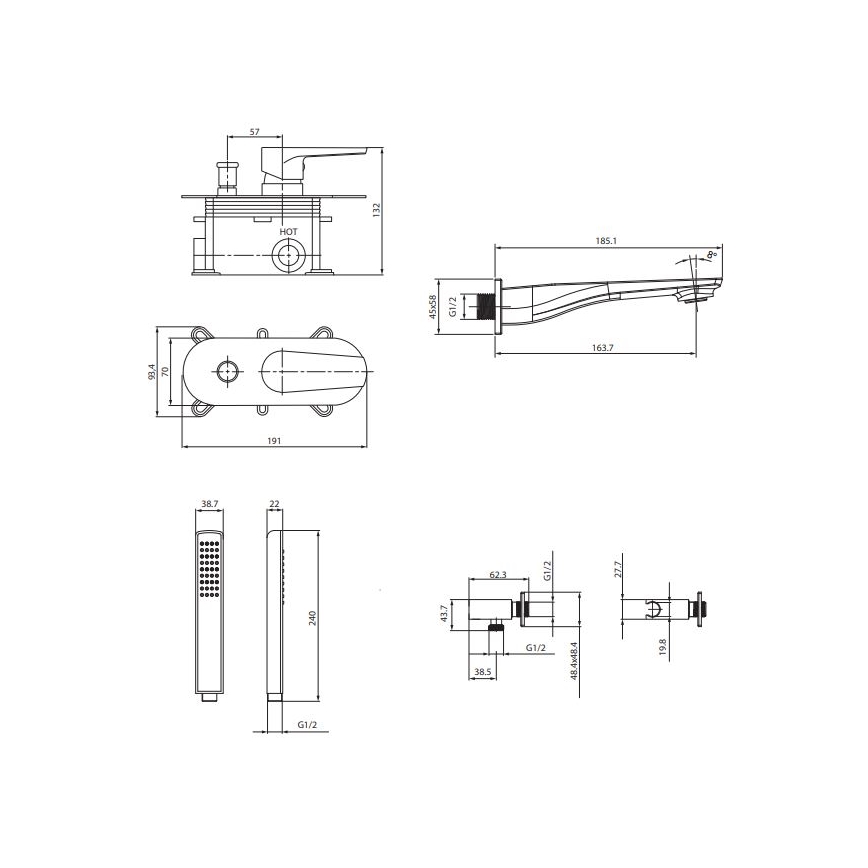 Cersanit S952-036 - Badkuipset met inbouwkraan CITY glanzend chroom