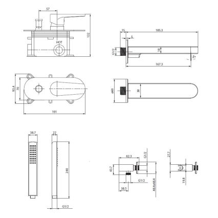 Cersanit S952-040 - Badkuipset met inbouwkraan MODUO glanzend chroom