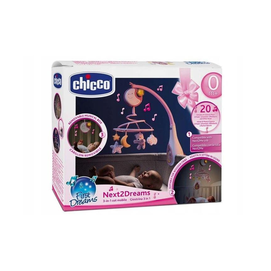 Chicco - Kinderbedje Hanger met Geluid 3in1 NEXT2DREAMS 3xAA roze
