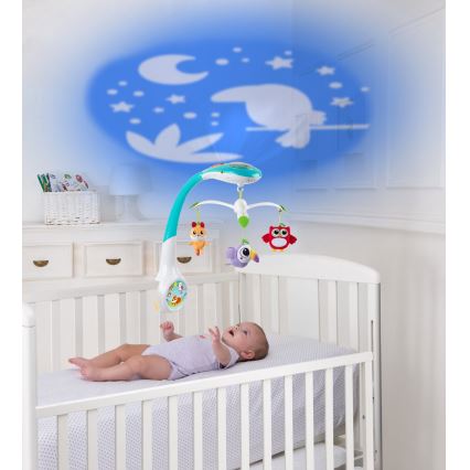 Chicco - Kinderbedmobiel met projector MAGIC FOREST 3xAA