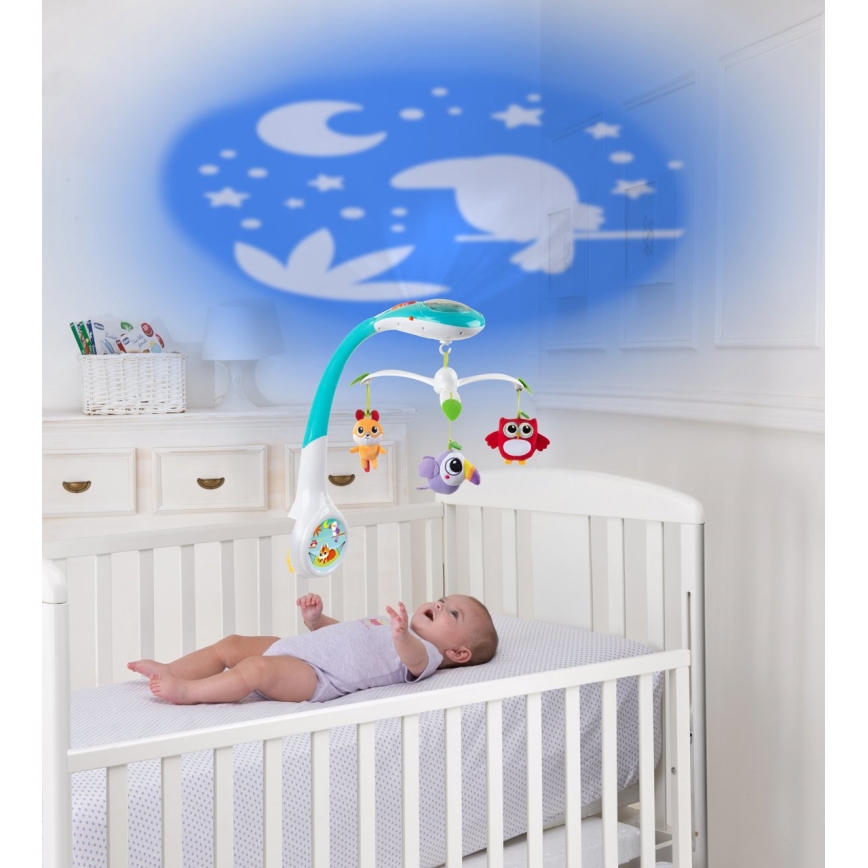 Chicco - Kinderbedmobiel met projector MAGIC FOREST 3xAA