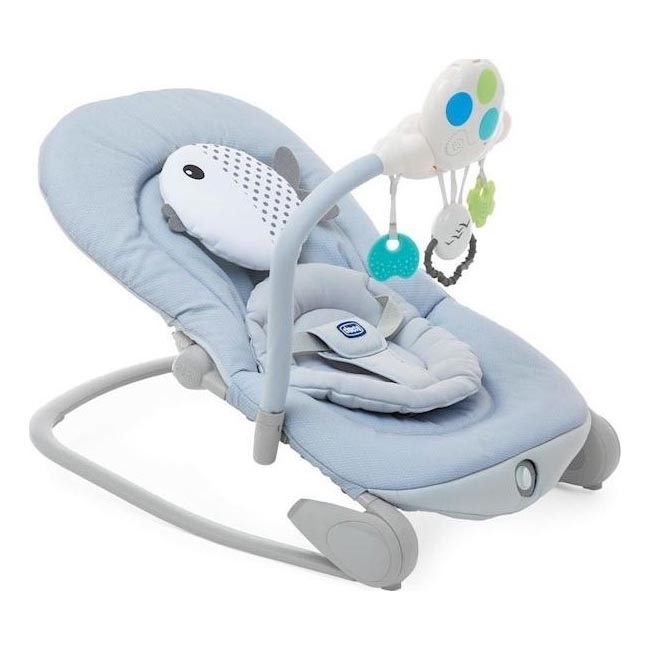 Chicco - Vibrerend wipstoeltje voor baby's met een melodie BALLOON Dots 2xAA + 1xLR20 blauw