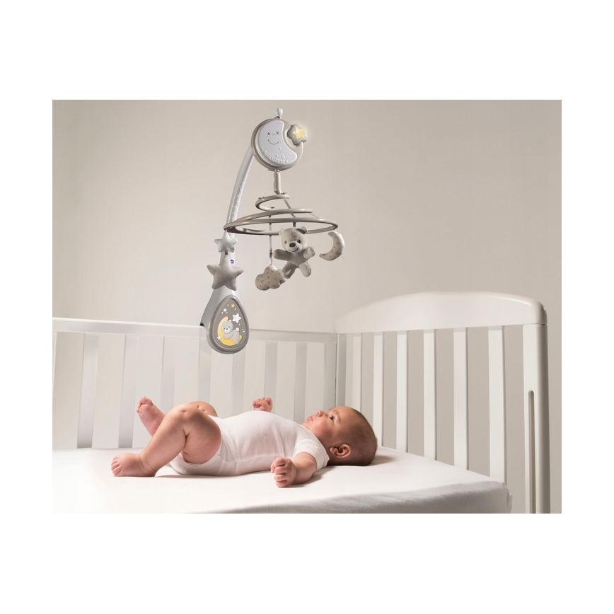 Chicco - Wieg mobiel met melodie 3in1 NEXT2DREAMS 3xAA grijs