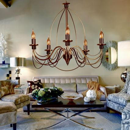 CLASSIC hanglamp 5xE14/40W/230V brons