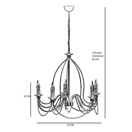 CLASSIC hanglamp 5xE14/40W/230V brons