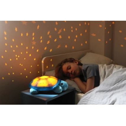 Cloud B - Kinder nachtlamp met een beamer 3xAA schildpad blauw