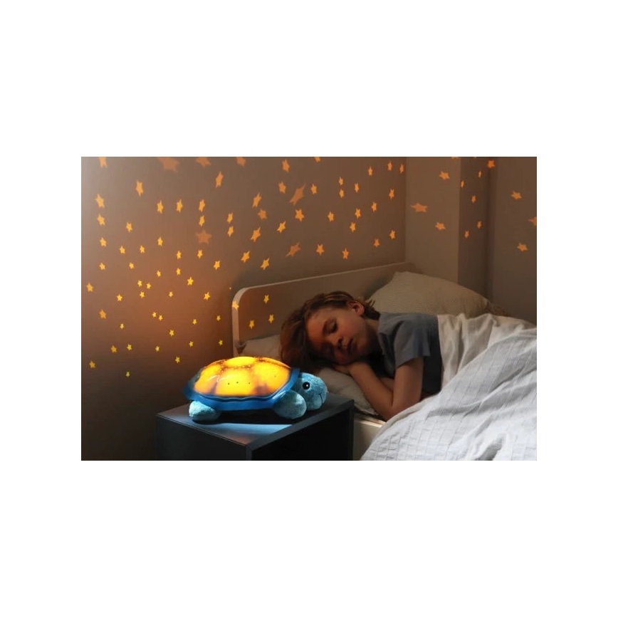 Cloud B - Kinder nachtlamp met een beamer 3xAA schildpad blauw