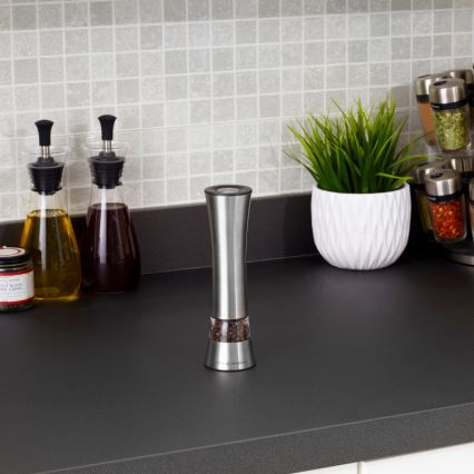 Cole&Mason - Elektrisch salt or pepper grinder BURFORD 4xAAA 18 cm mat chroom