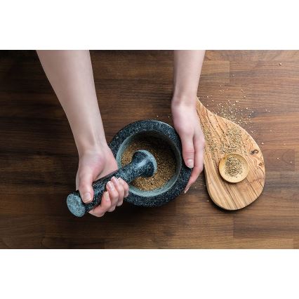 Cole&Mason - Granieten vijzel met stamper GRANITE pr. 18 cm graniet/zwart