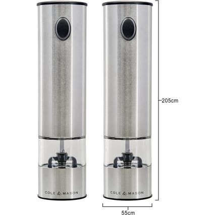 Cole&Mason - Set elektrische peper- en zoutmolens BATTERSEA 2 stuks 6xAAA