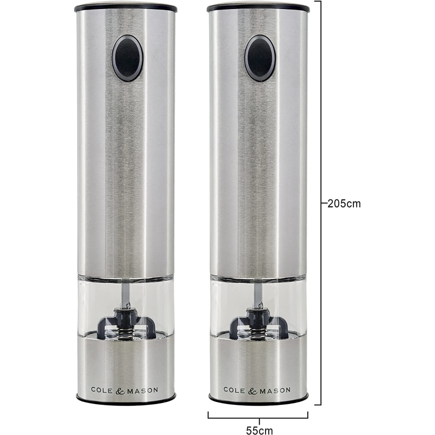 Cole&Mason - Set elektrische peper- en zoutmolens BATTERSEA 2 stuks 6xAAA
