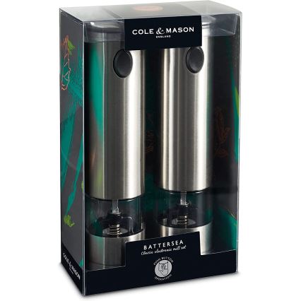 Cole&Mason - Set elektrische peper- en zoutmolens BATTERSEA 2 stuks 6xAAA