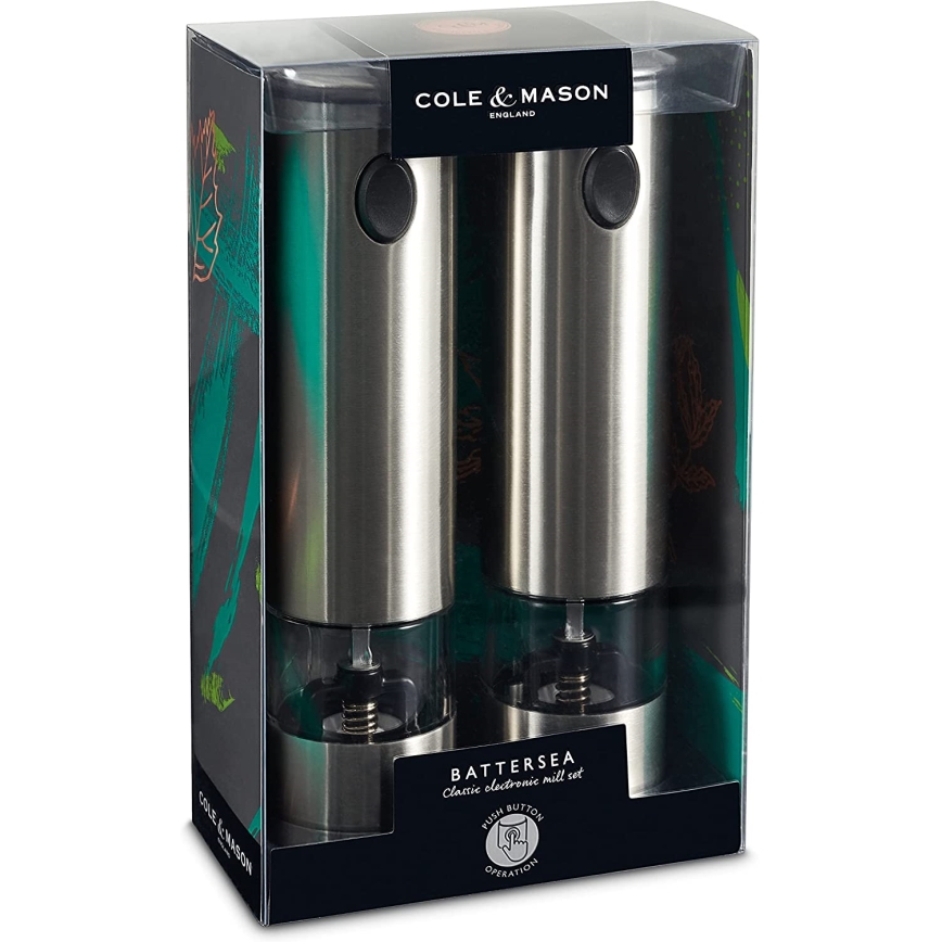 Cole&Mason - Set elektrische peper- en zoutmolens BATTERSEA 2 stuks 6xAAA