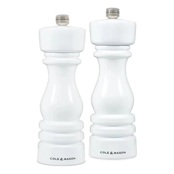 Cole&Mason - Set van 2 zout- en pepermolens LONDON 18 cm beuk/hout wit