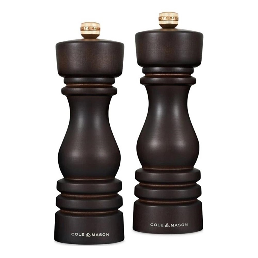 Cole&Mason - Set van 2 zout- en pepermolens LONDON 18 cm beukenhout/bruin