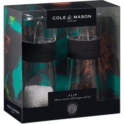 Cole&Mason - Set zout- en pepermolens FLIP 2 stuks 15,4 cm zwart