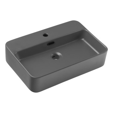COMAD TRUST 2 MAT DONKERGRIJS (E-6282) - Opbouwwastafel TRUST 55x38 cm keramiek/matgrijs