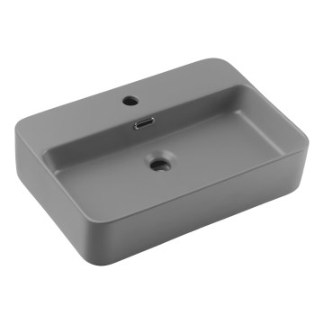 COMAD TRUST 2 MAT LICHTGRIJS (E-6282) - Opbouwwastafel TRUST 55x38 cm keramiek/mat grijs