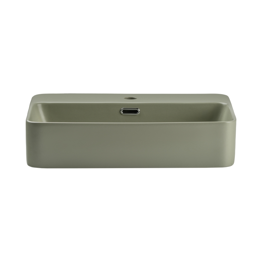 COMAD TRUST 2 OLIVER GREEN (E-6282) - Opbouwwastafel TRUST 55x38 cm keramiek/mat groen