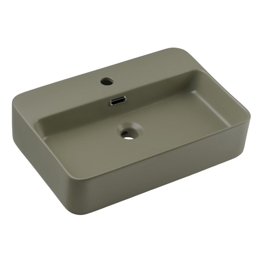 COMAD TRUST 2 OLIVER GREEN (E-6282) - Opbouwwastafel TRUST 55x38 cm keramiek/mat groen